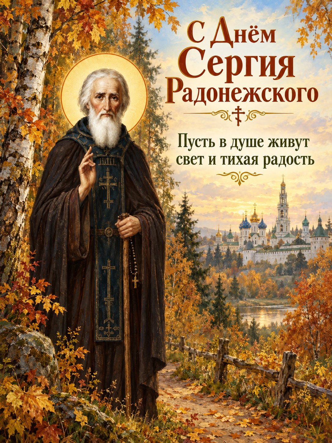 Открытка «С Днём памяти Сергия Радонежского»