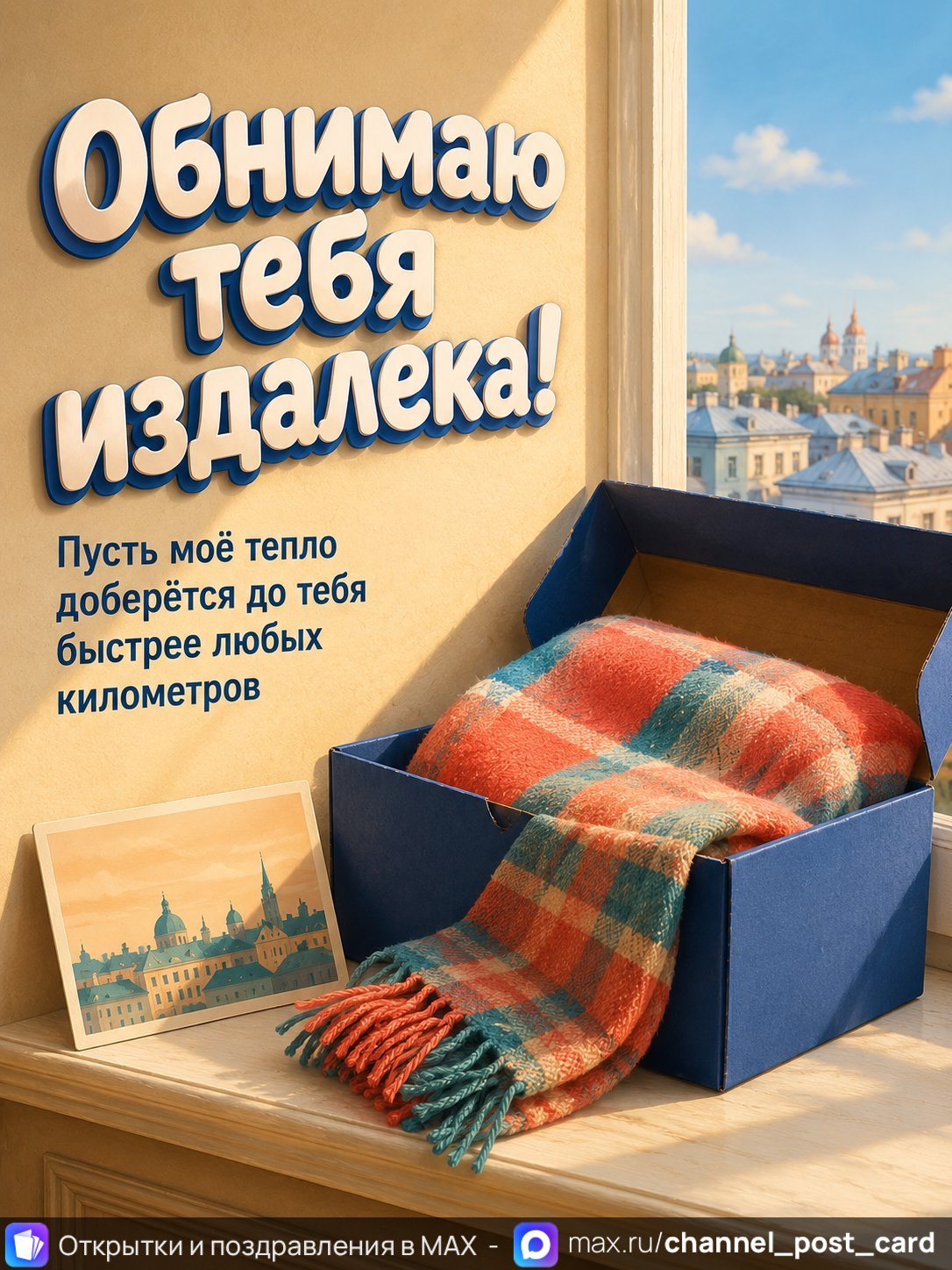 Открытка «Обнимаю тебя издалека»