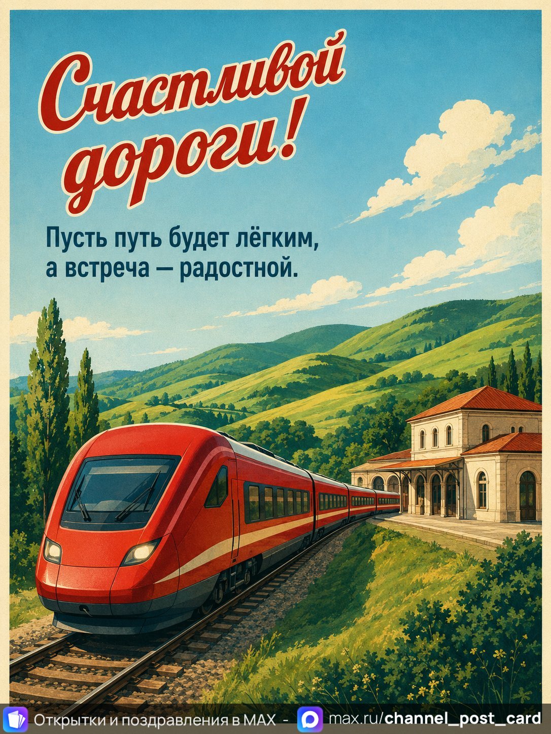 Открытка «Счастливой дороги» — Счастливого пути