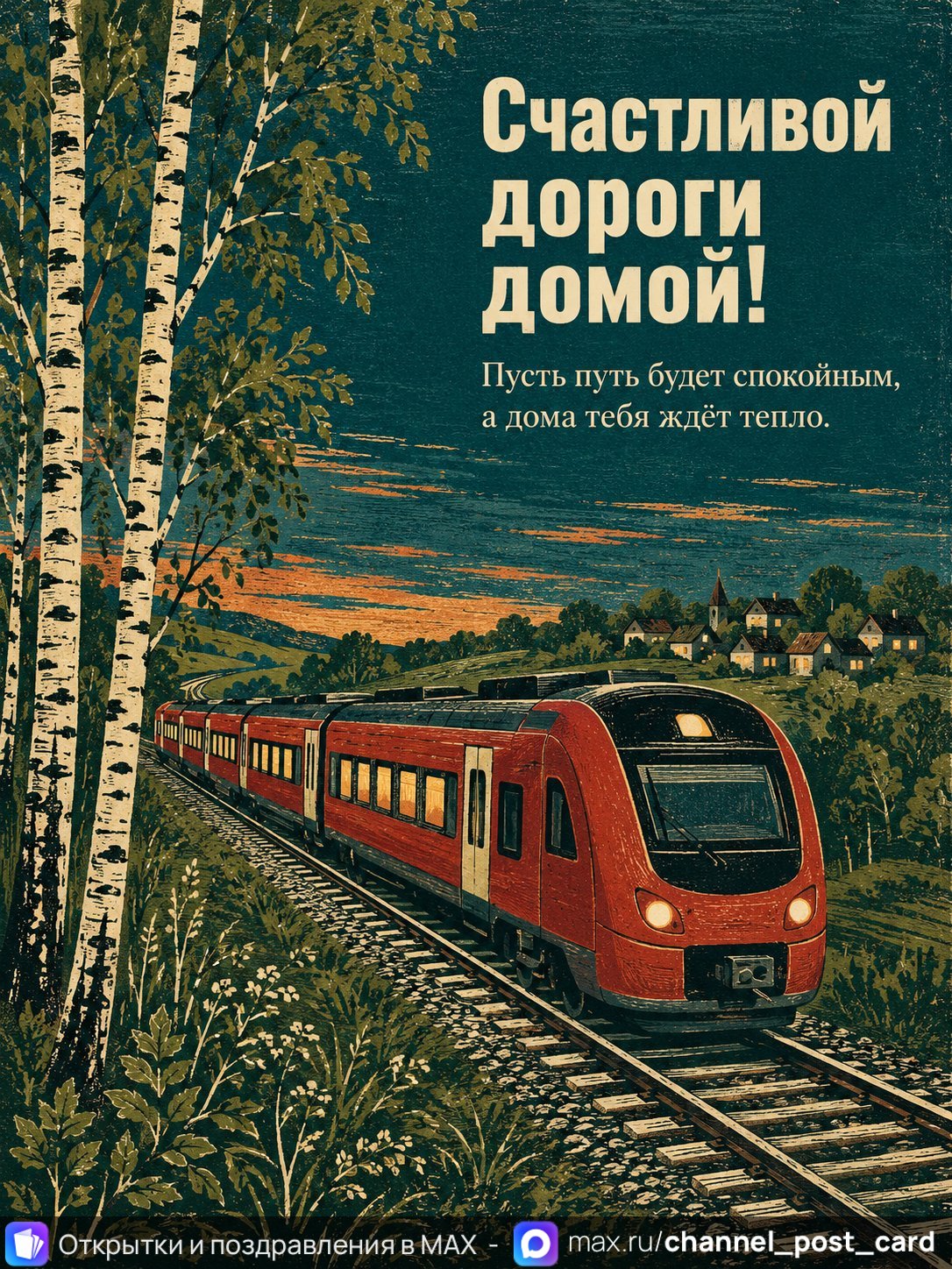 Открытка «Счастливой дороги домой» — Счастливого пути