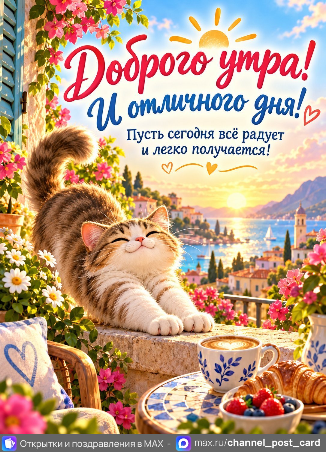 Открытка «Доброе утро и отличного дня»