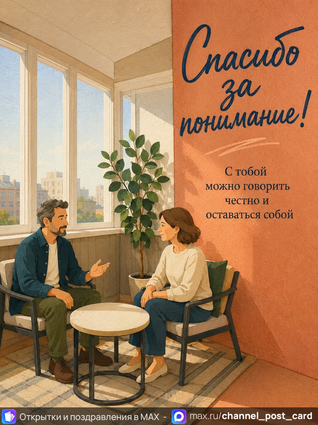 Открытка «Спасибо за понимание»