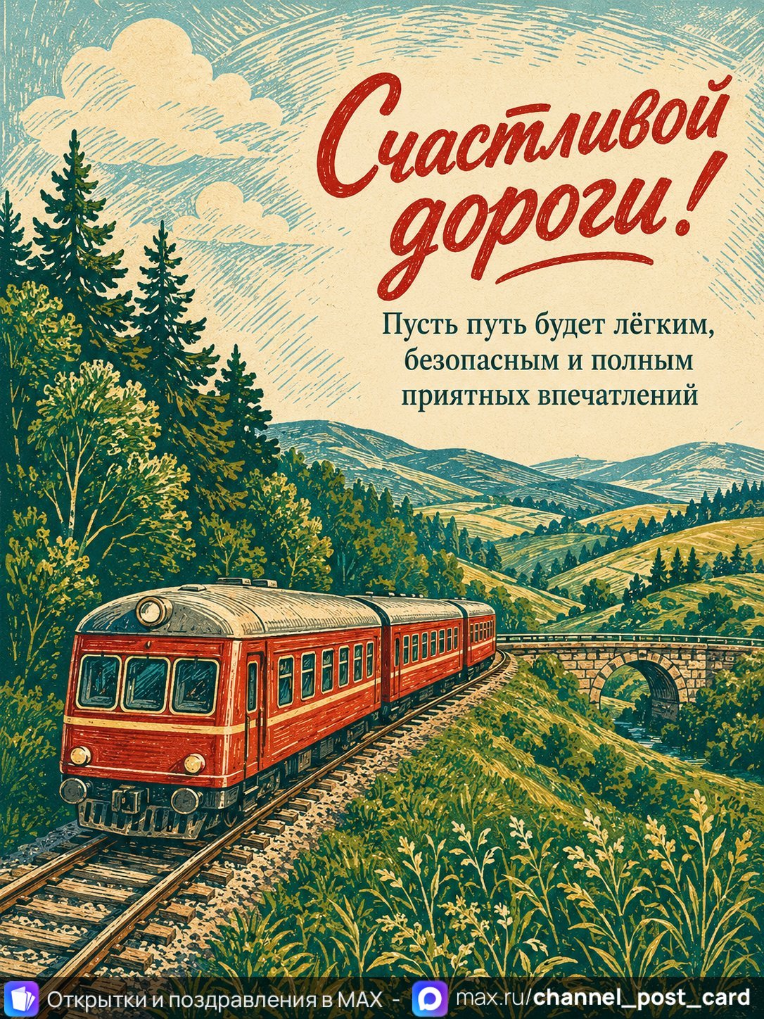 Открытка «Счастливой дороги» — Счастливого пути