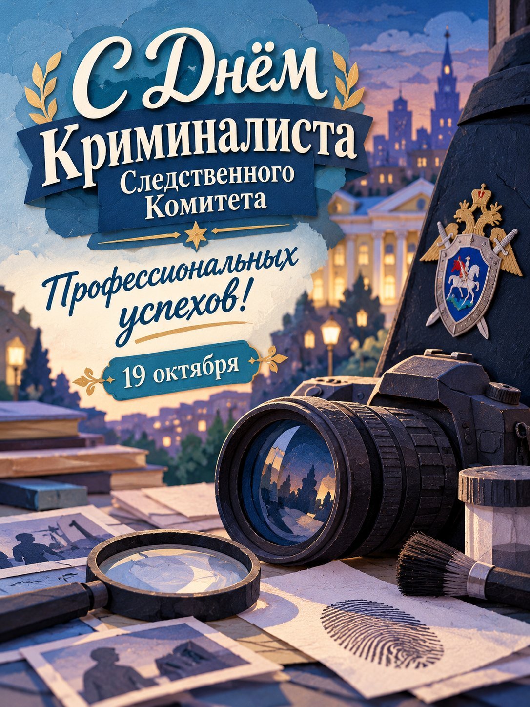 Открытка «С Днём Криминалиста Следственного Комитета»