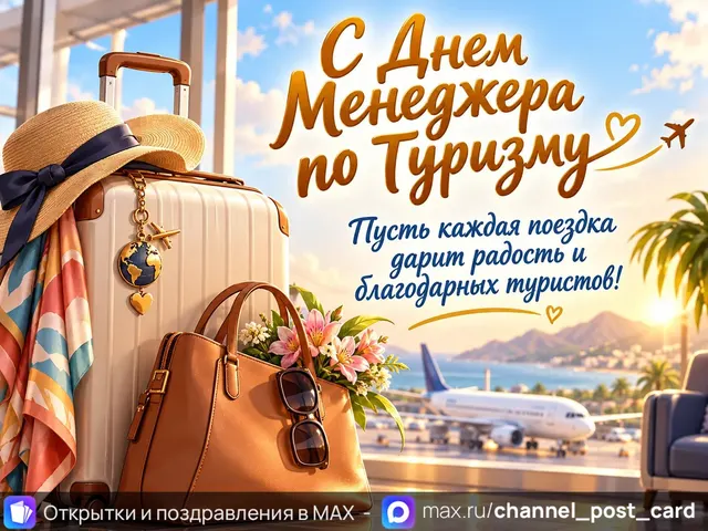 Открытка «С Днем Менеджера по туризму»