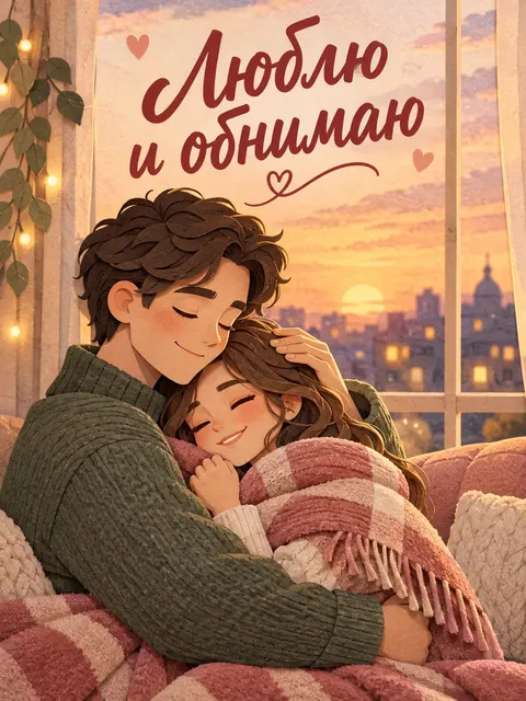 Люблю и обнимаю — открытка «Люблю»