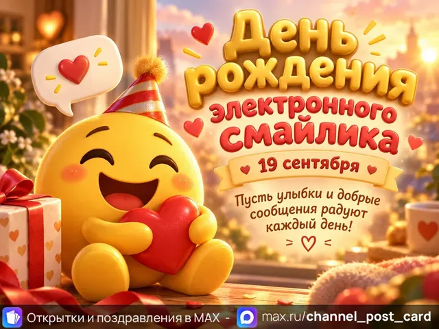 Открытка «С Днем рождения электронного смайлика»