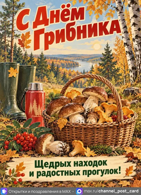 С Днём Грибника — открытка «День грибника»