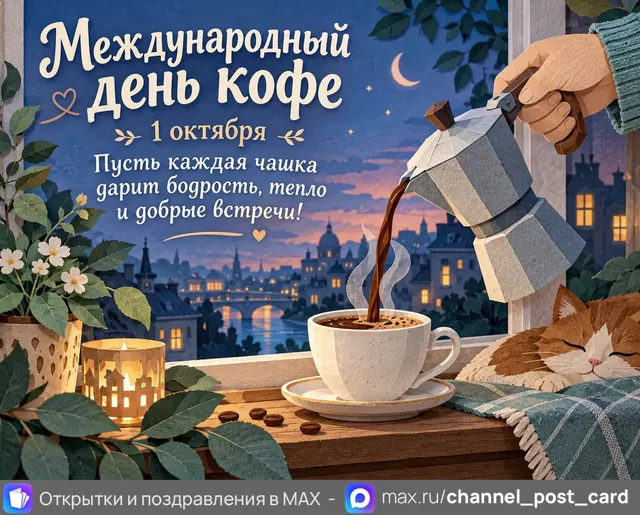 С Днем Кофе — открытка «Международный день кофе»