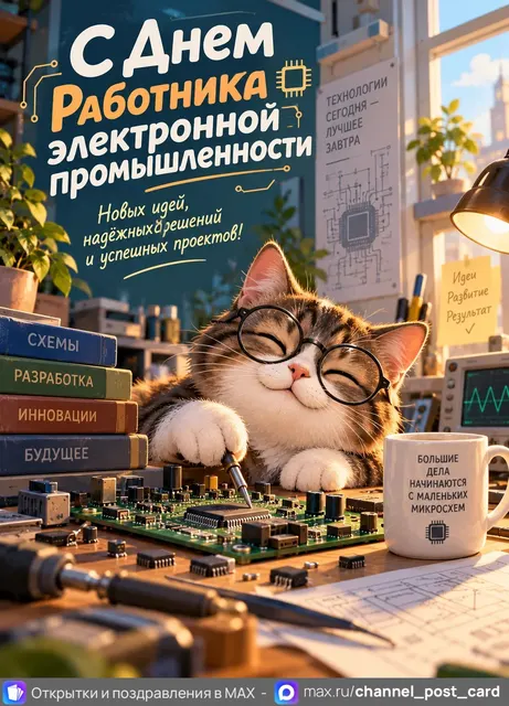 С Днем Работника Электронной промышленности — открытка «День работника электронной промышленности»