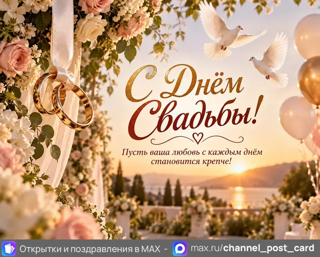 Открытка «С Днём Свадьбы»