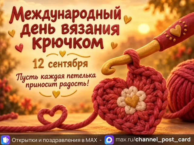 Открытка «С днем вязания крючком»