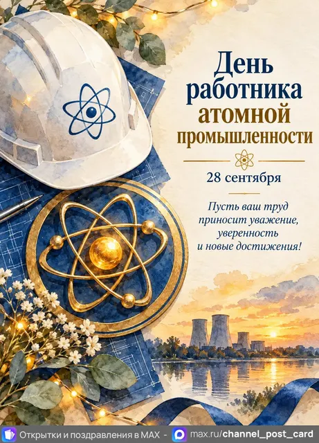 Открытка «День работника атомной промышленности»
