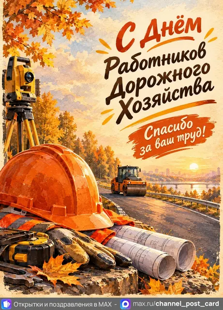 С Днем Работников Дорожного хозяйства — открытка «День работников дорожного хозяйства»
