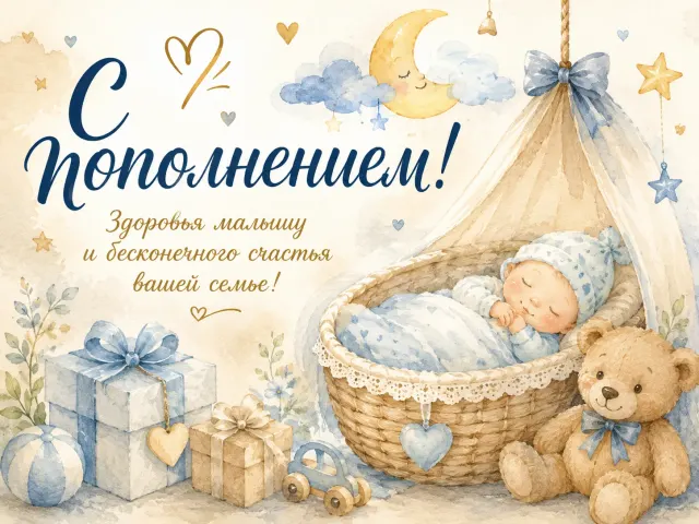Открытка «С пополнением»