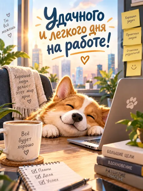 Удачного дня на работе — открытка «Удачи»