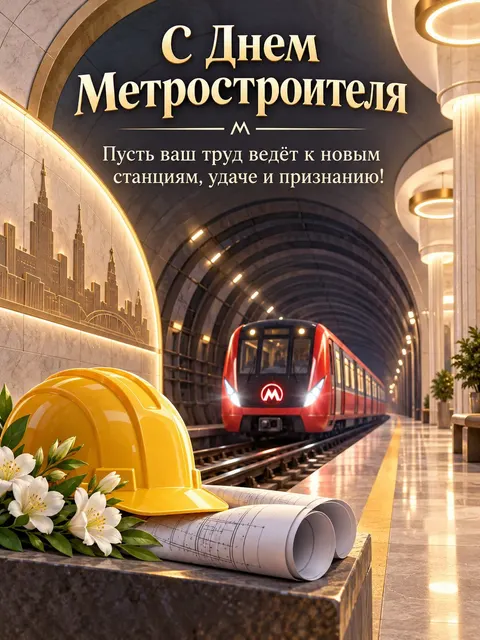 С Днем Метростроителя — открытка «День метростроителя»