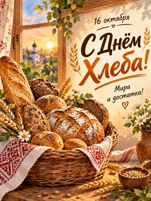 С Днем Хлеба — открытка «Всемирный день хлеба»
