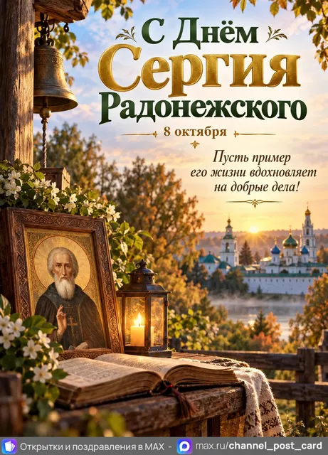 С Днём памяти Сергия Радонежского — открытка «День памяти Сергия Радонежского»