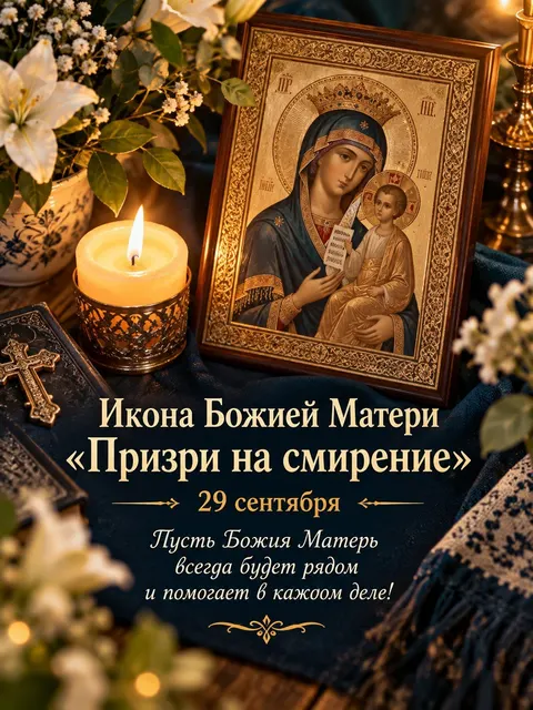 Икона Божией Матери Призри на Смирение — открытка «Икона Божией Матери «Призри на смирение»»