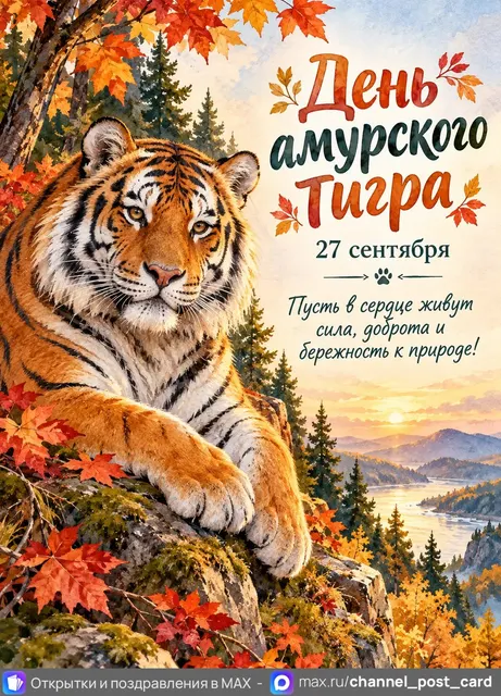 Открытка «День амурского тигра»