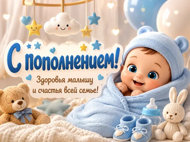 Открытка «С пополнением»