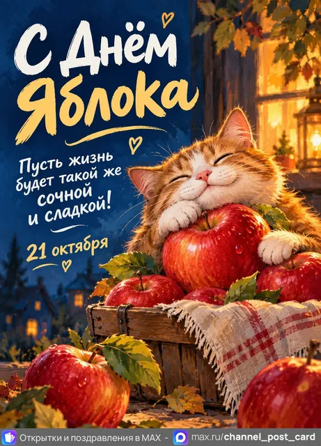 С Днём Яблока — открытка «День яблока»