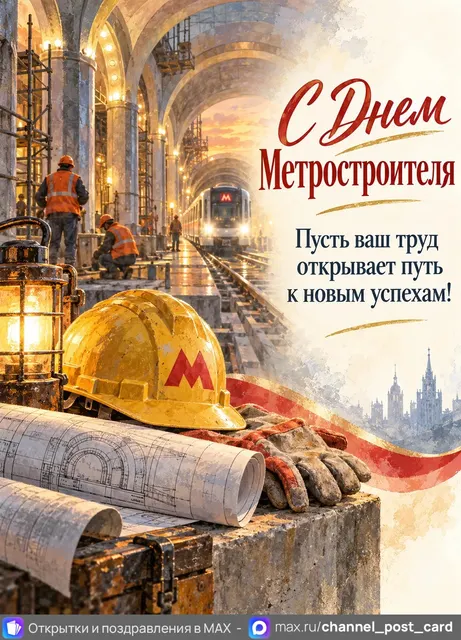 С Днем Метростроителя — открытка «День метростроителя»
