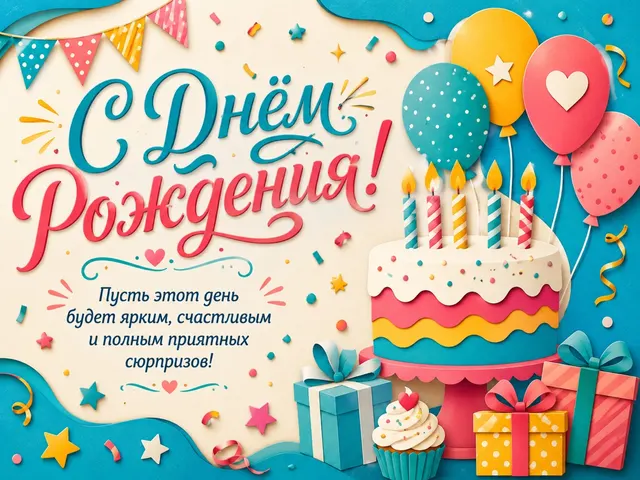 Воздушные шары — открытка «День рождения»