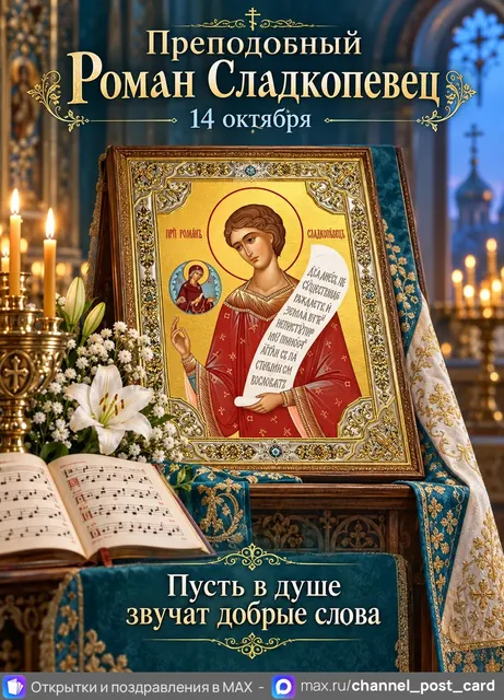 Открытка «Преподобный Роман Сладкопевец»