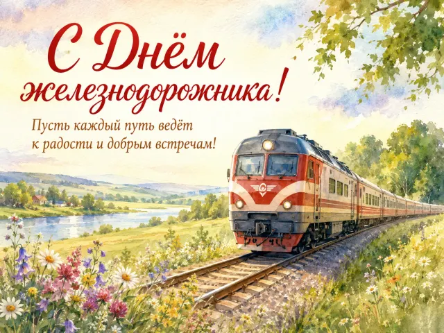 Открытка «С Днем Железнодорожника»