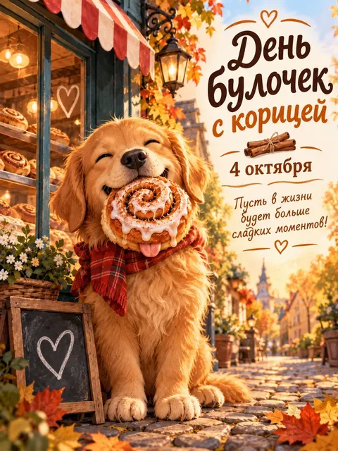 Открытка «День булочек с корицей»