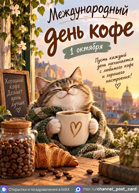 С Днем Кофе — открытка «Международный день кофе»