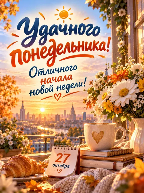 Отличного понедельника — открытка «Хорошей недели»