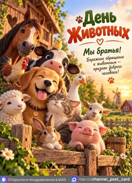 С Днем Животных — открытка «День животных»