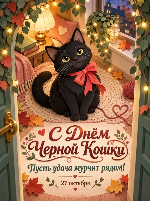 С Днём Черной Кошки — открытка «День чёрной кошки»