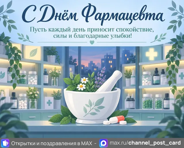 Открытка «С Всемирным Днем Фармацевта»