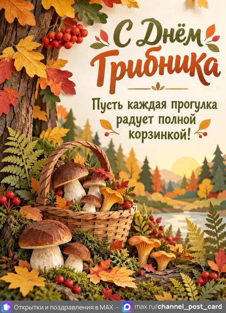 С Днём Грибника — открытка «День грибника»