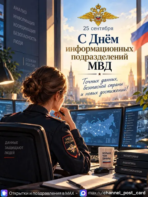 Открытка «День информационных подразделений МВД»