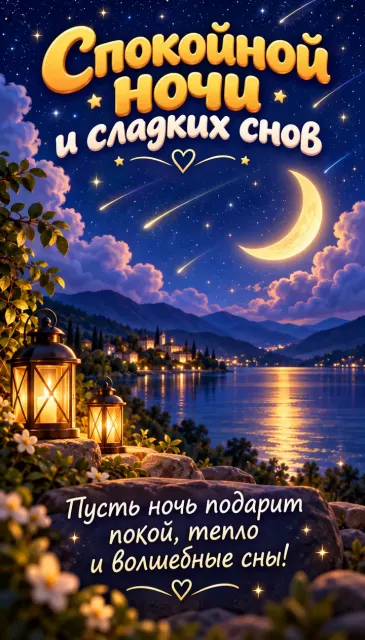 Видеооткрытка «Желаю спокойной ночи и сладких снов 🌙 💌 Выбрать открытку 🌷 Новые открытки в канале»