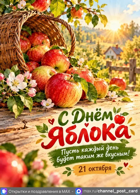 С Днём Яблока — открытка «День яблока»