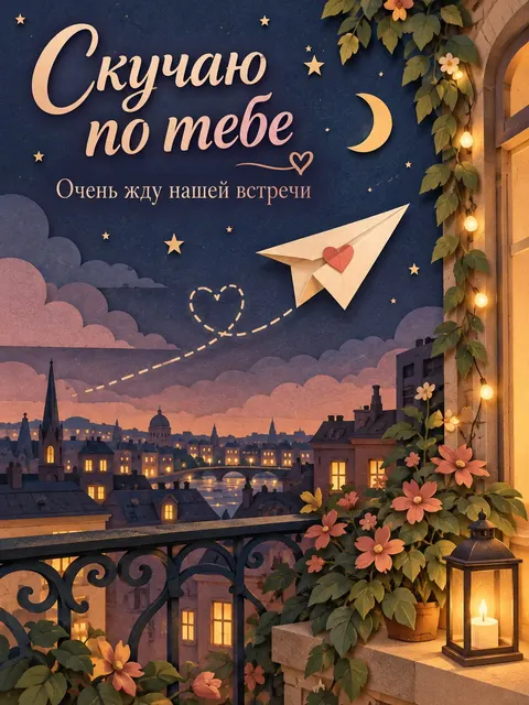 Скучаю по тебе — открытка «Скучаю»