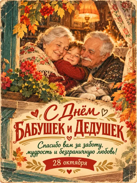 С Днём Бабушек и Дедушек — открытка «День бабушек и дедушек»
