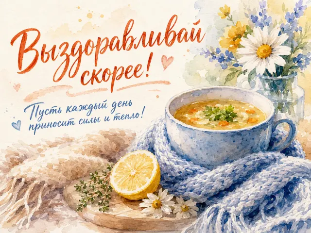 Открытка «Выздоравливай скорее»