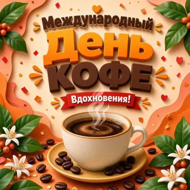 С Днем Кофе — открытка «Международный день кофе»