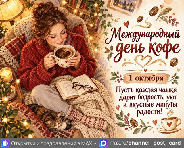 С Днем Кофе — открытка «Международный день кофе»
