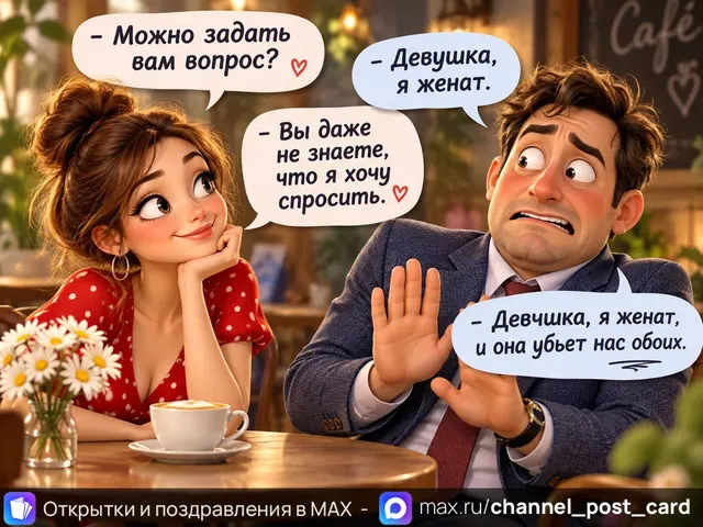 Девушка, я женат — открытка «Юмор и приколы»