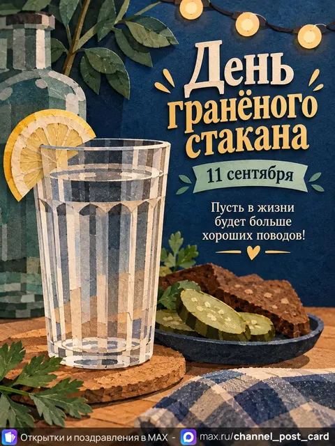 Открытка «День гранёного стакана»