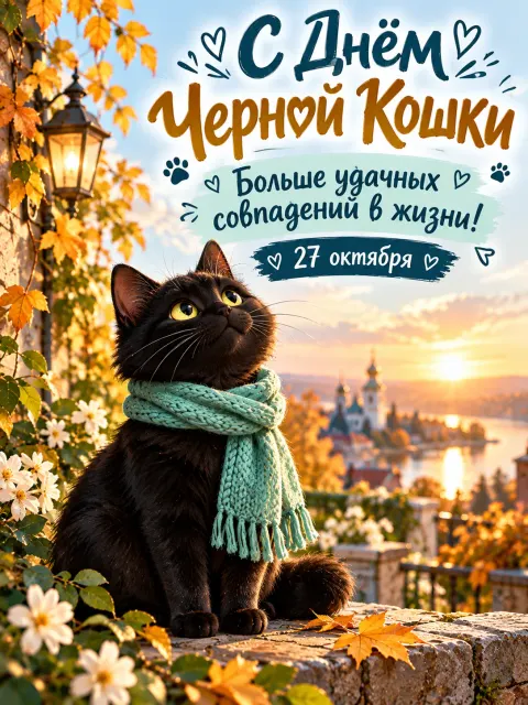 С Днём Черной Кошки — открытка «День чёрной кошки»