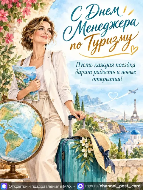 Открытка «С Днем Менеджера по туризму»